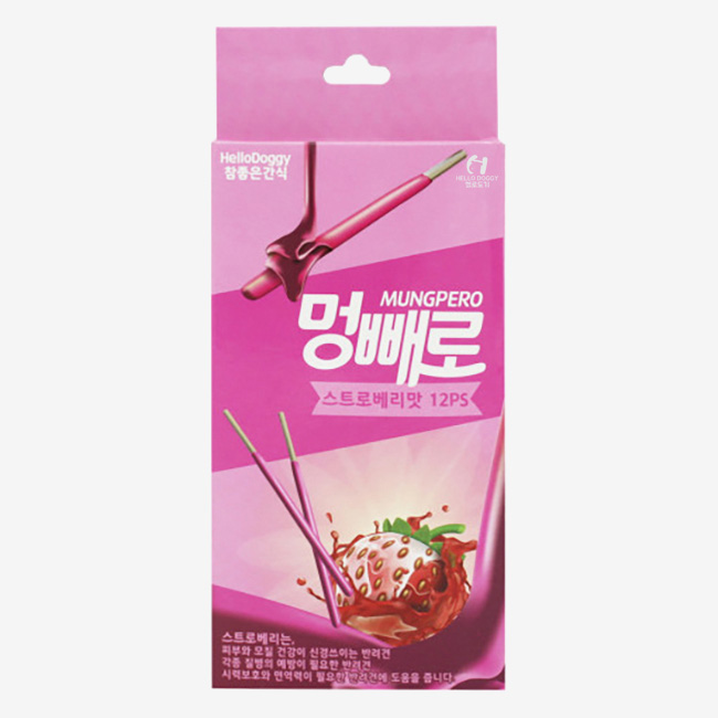 헬로도기 멍빼로 강아지덴탈껌 치석제거 강아지이갈이간식 스트로베리, 12개입, 1개 - 상품 이미지