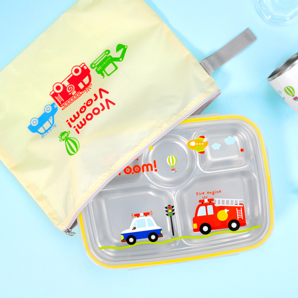 부릉부릉 자동차 캐릭터 깊은 5구 식판 가방 도시락 유아 어린이집 뚜껑있는식판 스텐304