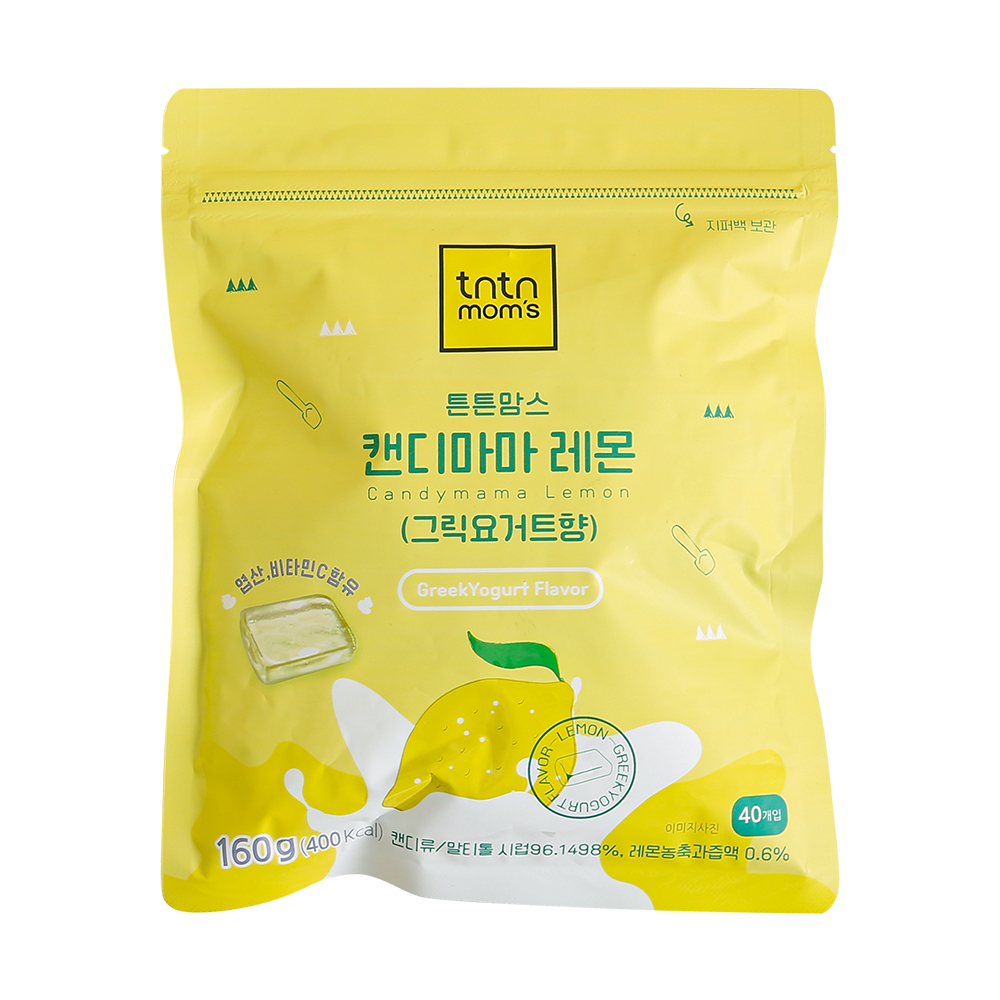 튼튼맘스 캔디마마 레몬 그릭요거트향 무설탕 사탕 대용량 40개입 (160g)