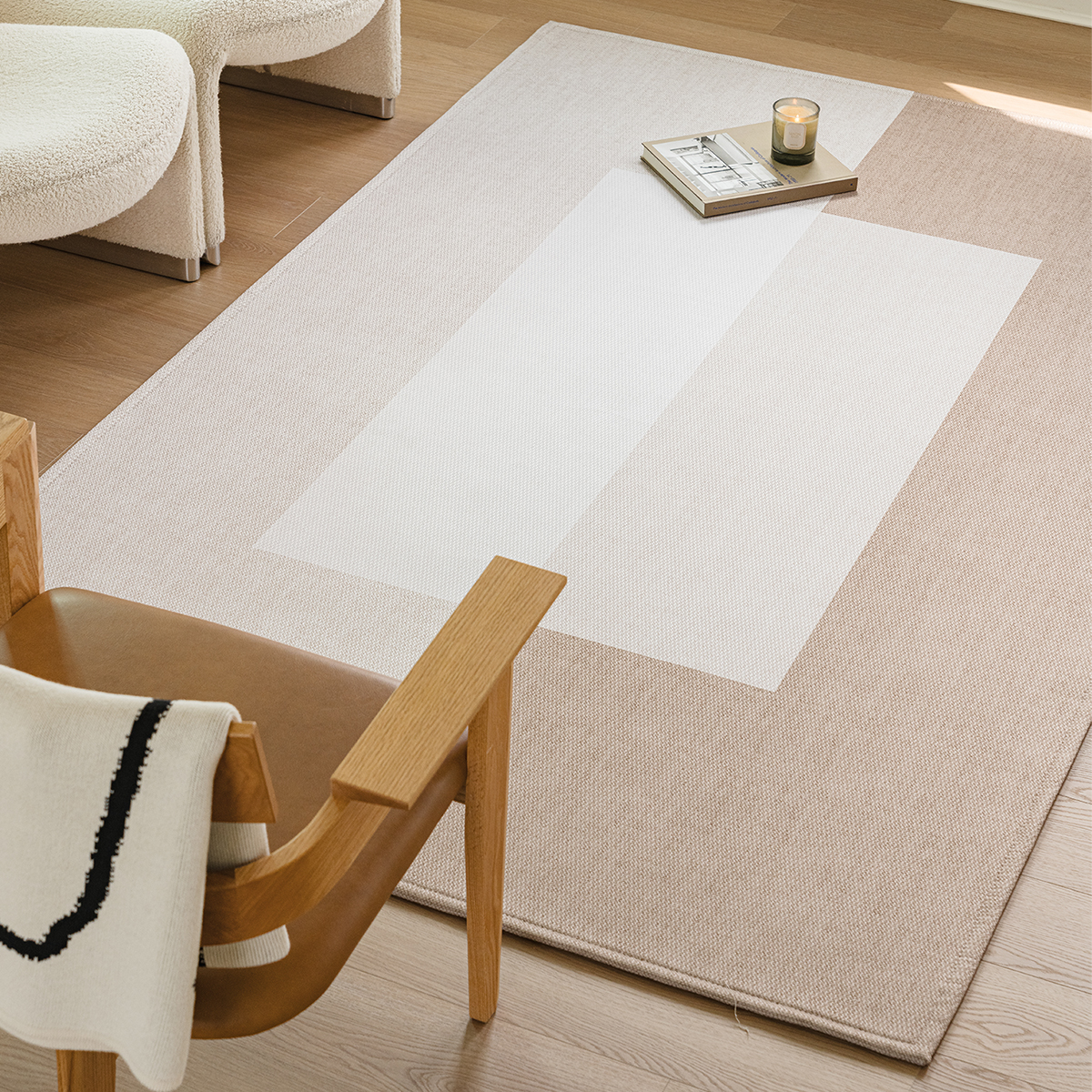 먼지없는 워셔블 사계절 거실 방수 러그, 브릭 블랙, 대형 200x145