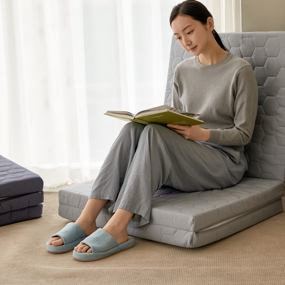 수면공학소 허리에좋은 단단한 3단 매트리스 바닥 수면매트 접이식 토퍼 차콜 5T MS