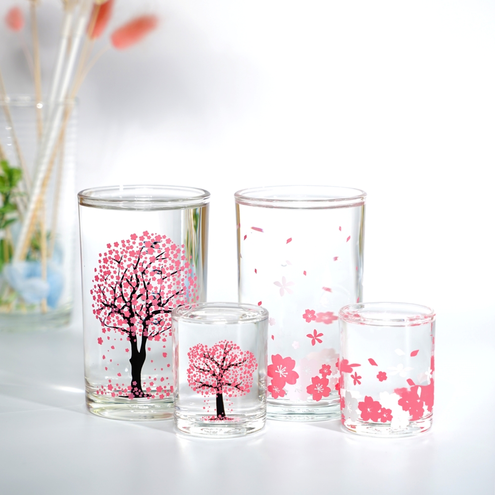 꽃피는 벚꽃 봄꽃 소주잔 맥주잔 4p 세트 집들이선물 변색 변온 소맥 인생술잔