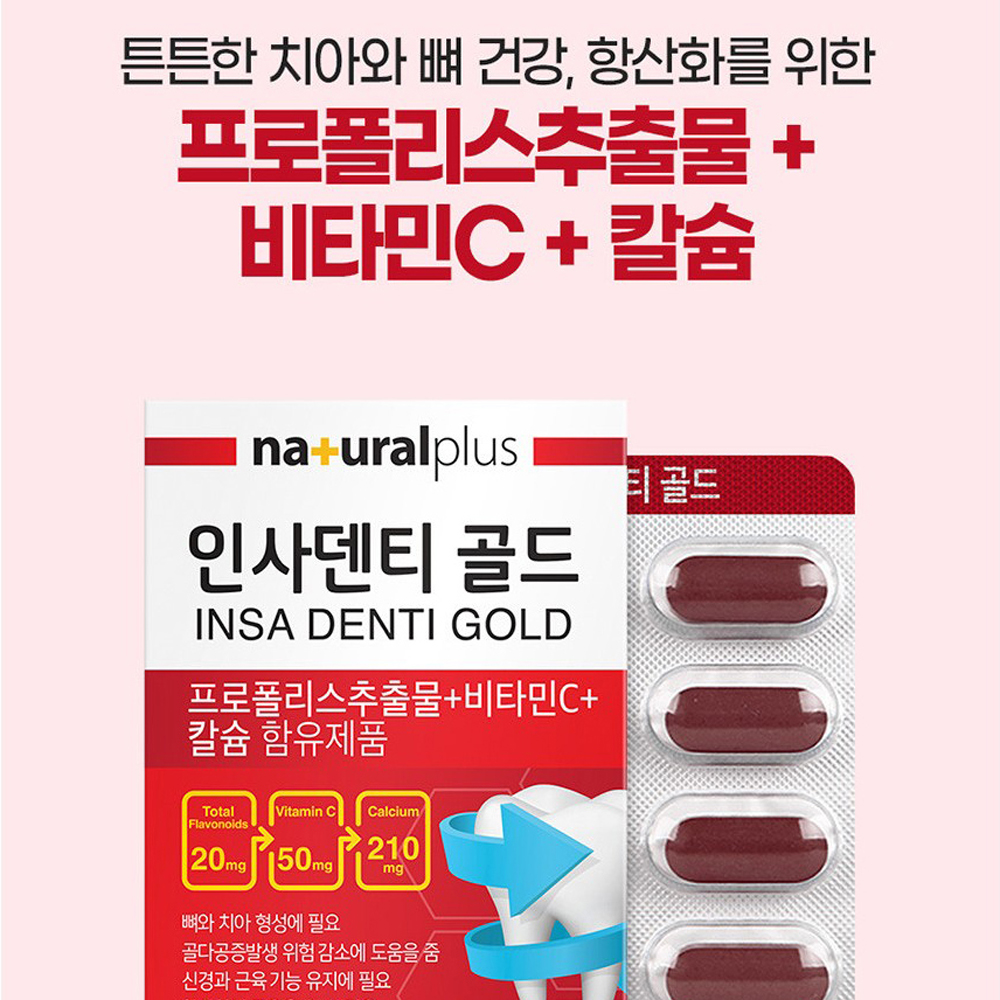 인사덴티 골드 2개월분 뼈 건강 식물성 해조 칼슘 프로폴리스 추출물 항산화 임산부 - 상세 이미지 3