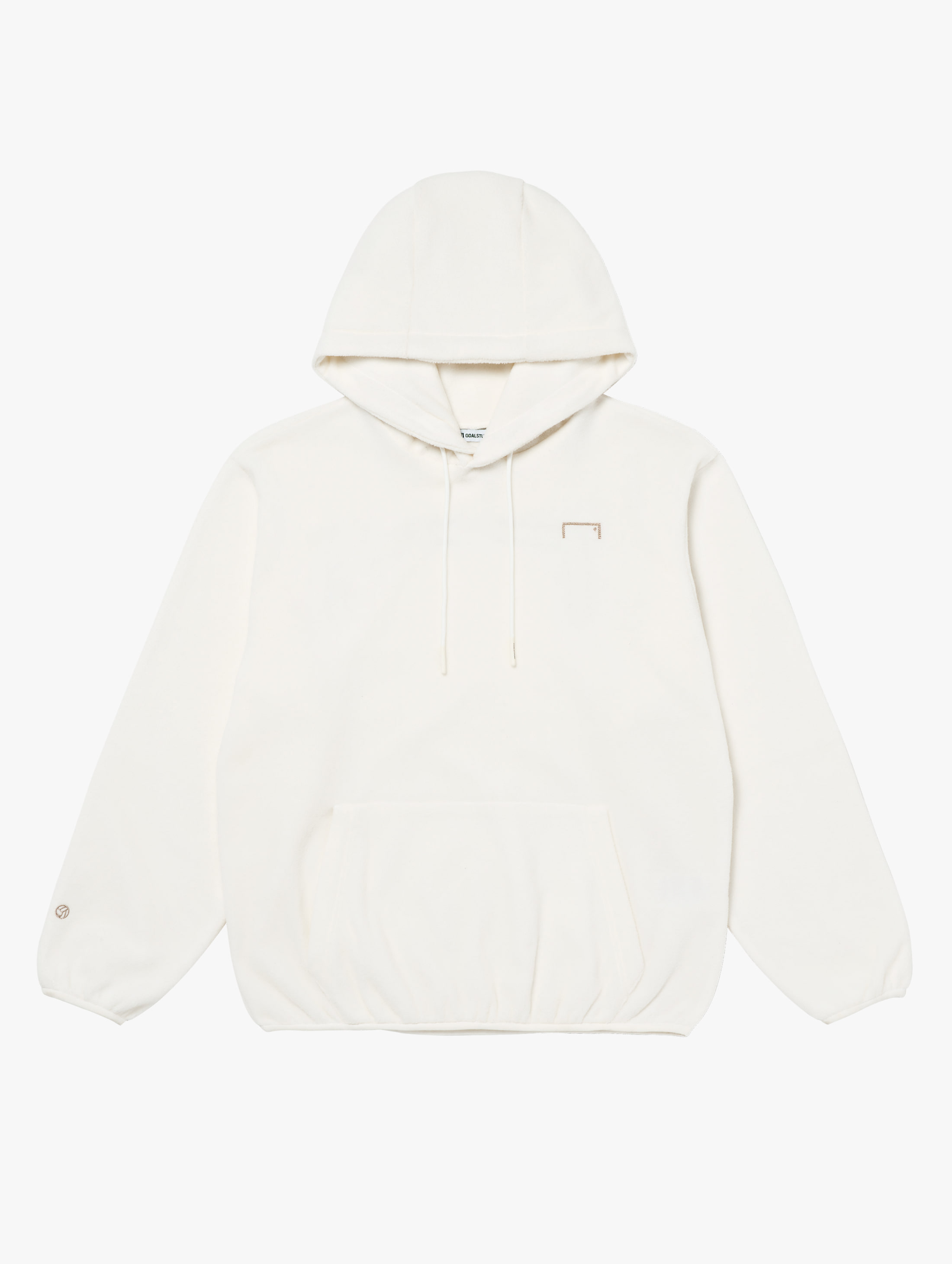 ESSENTIAL EMBROIDERY FLEECE HOODIE-OFF WHITE - 상품 이미지