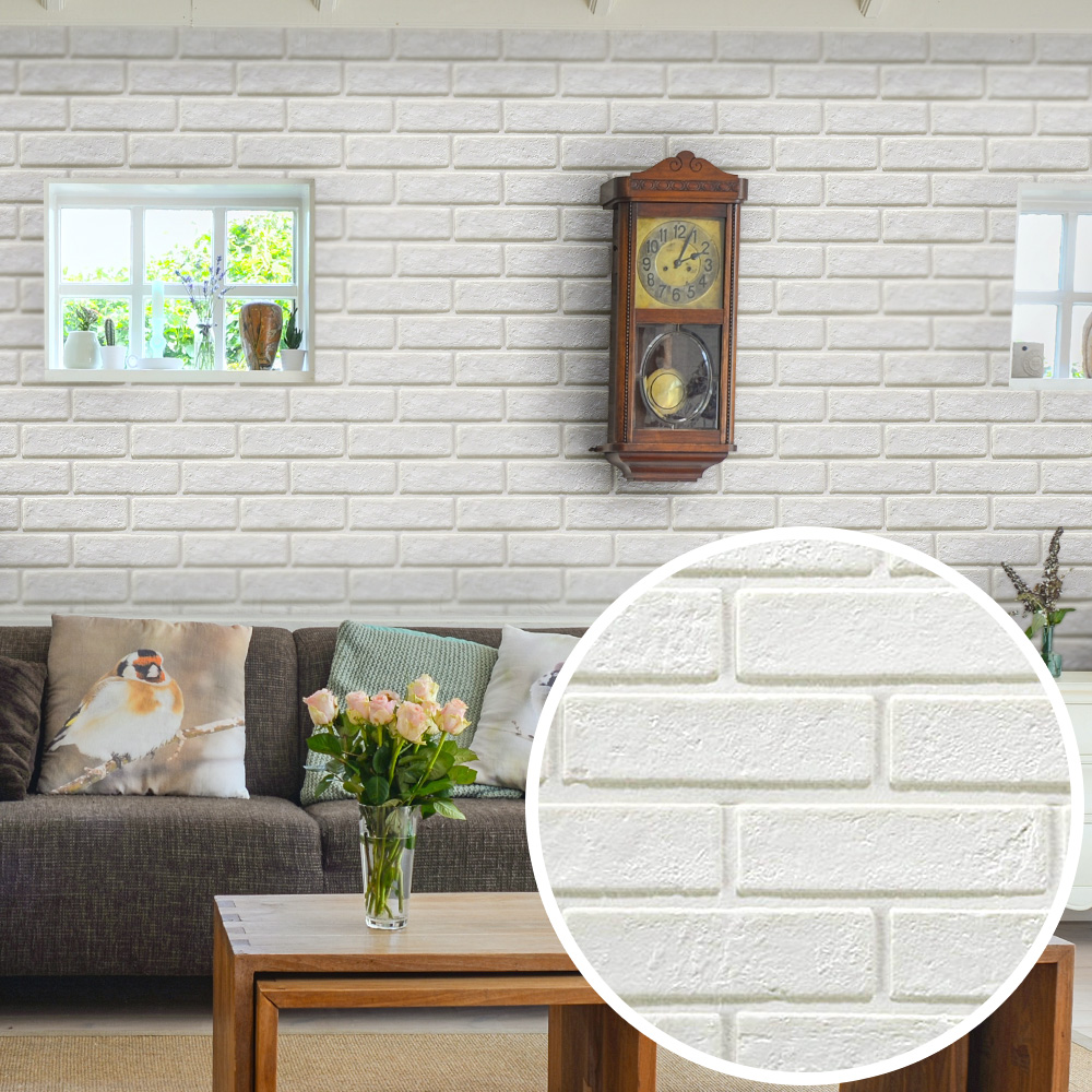 벽돌 폼블럭 화이트 접착식 단열 폼벽지 포인트 인테리어
