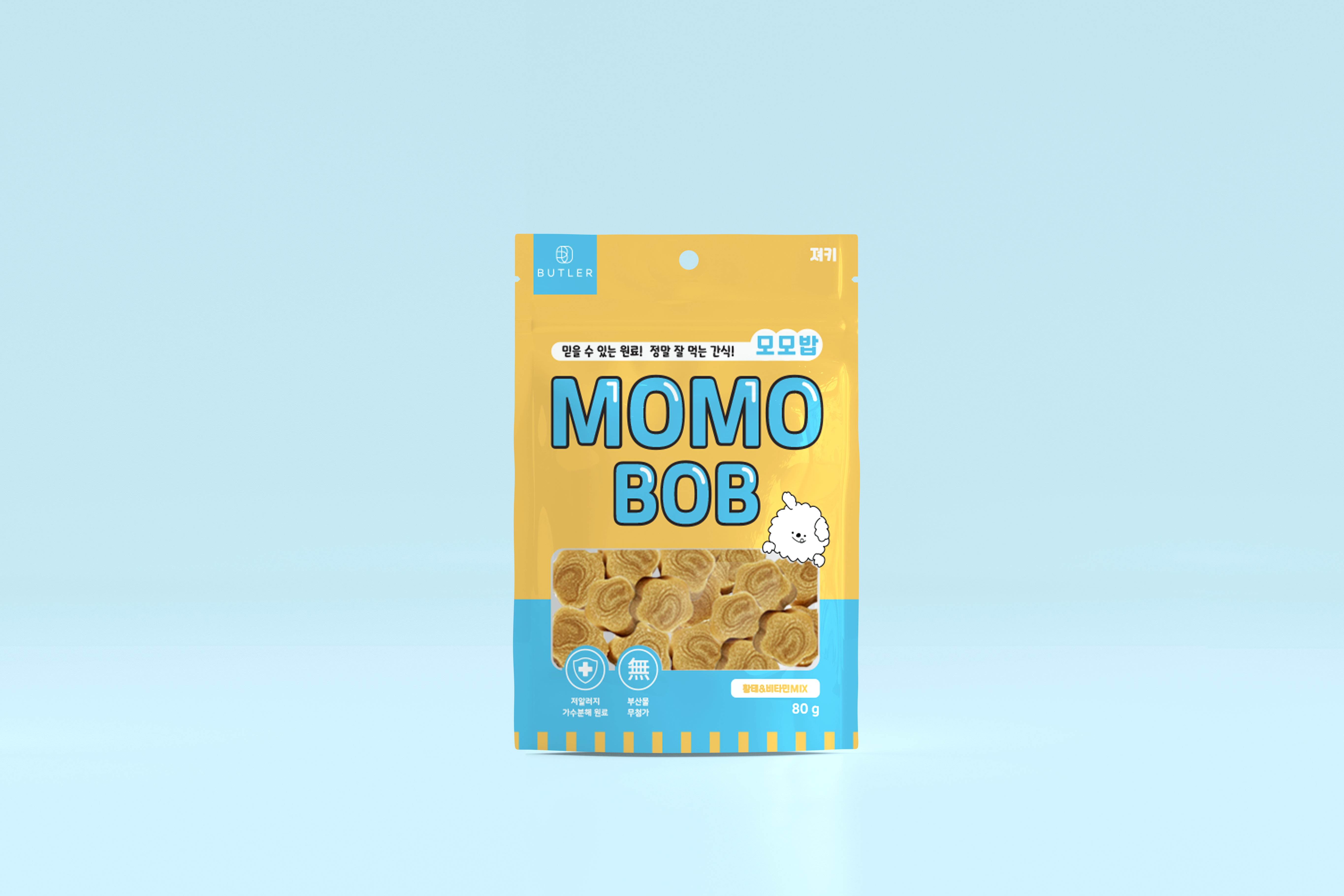 버틀러 더텐 저알러지 가수분해 모모밥 강아지 간식 황태 비타민MIX져키, 80g, 1개 - 상품 이미지