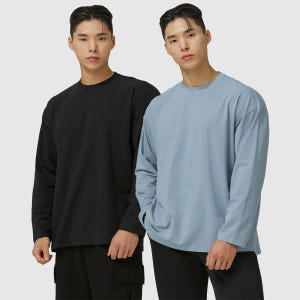 [슈퍼특가]1+1 블랙몬스터핏 남자 무지 모달 긴팔 운동복 오버핏 짐웨어... 착용 후기 | 사이즈/핏 총정리 - 상품 이미지 1
