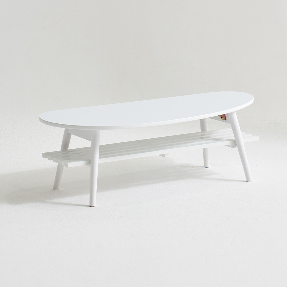 바디 수납거실테이블 낮은 타원형 둥근 소파테이블 선반형 좌탁 1100