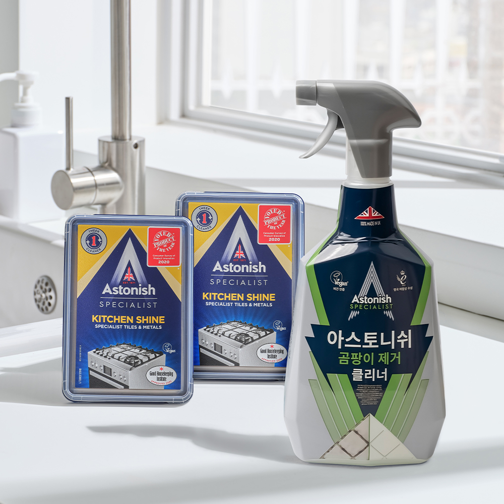 [본사] 아스토니쉬 주방 찌든때 제거 키친샤인 클리너 2개+곰팡이제거제 1개 세트
