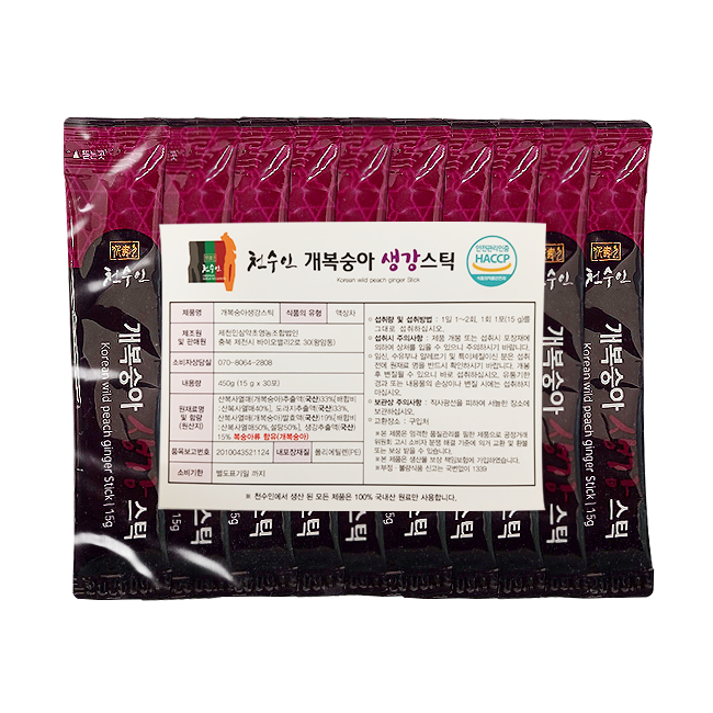 모가푸 개복숭아 생강스틱 농축액 스틱 실속형 30포1box 1개월분 기관지 항염스틱 - 상품 이미지