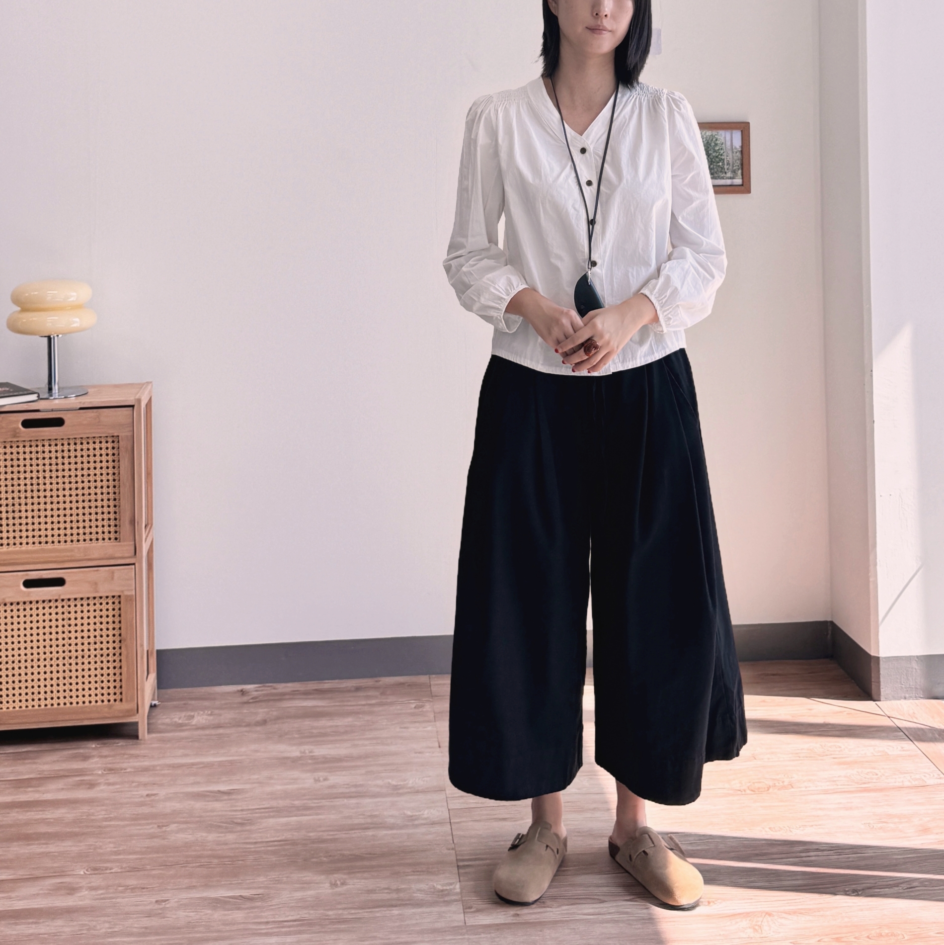 밴딩와이드팬츠 가을 큐롯팬츠 통넓은 밴딩치마바지 - 상세 이미지 5