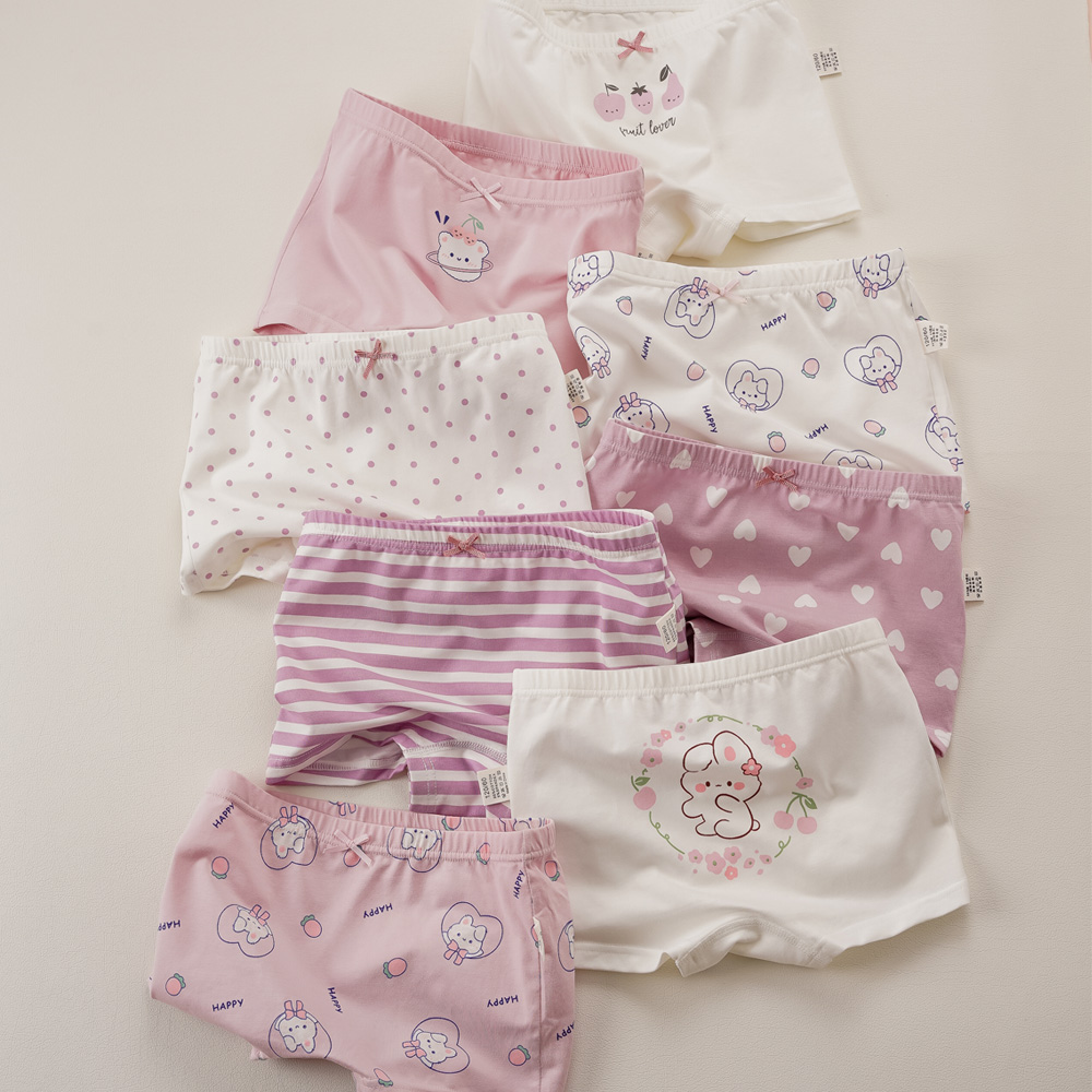 [빌도르] 퍼플버니 8매 여아 드로즈 사각 아동 키즈 어린이 팬티 세트