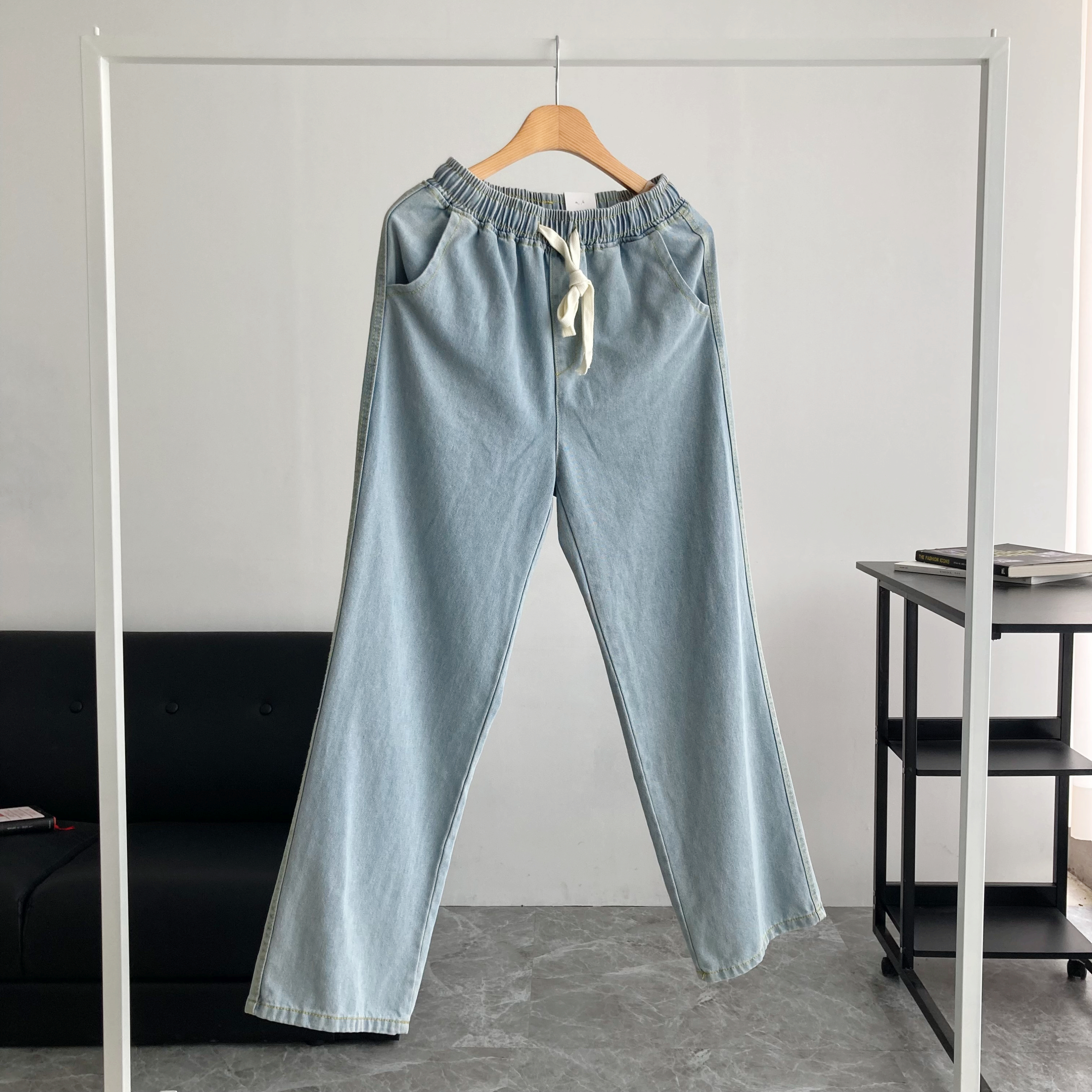 1+1 남자청바지 S-3XL 밴딩 세미와이드 데님팬츠 에멜s 기모 빅사이즈청바지 이미지 3