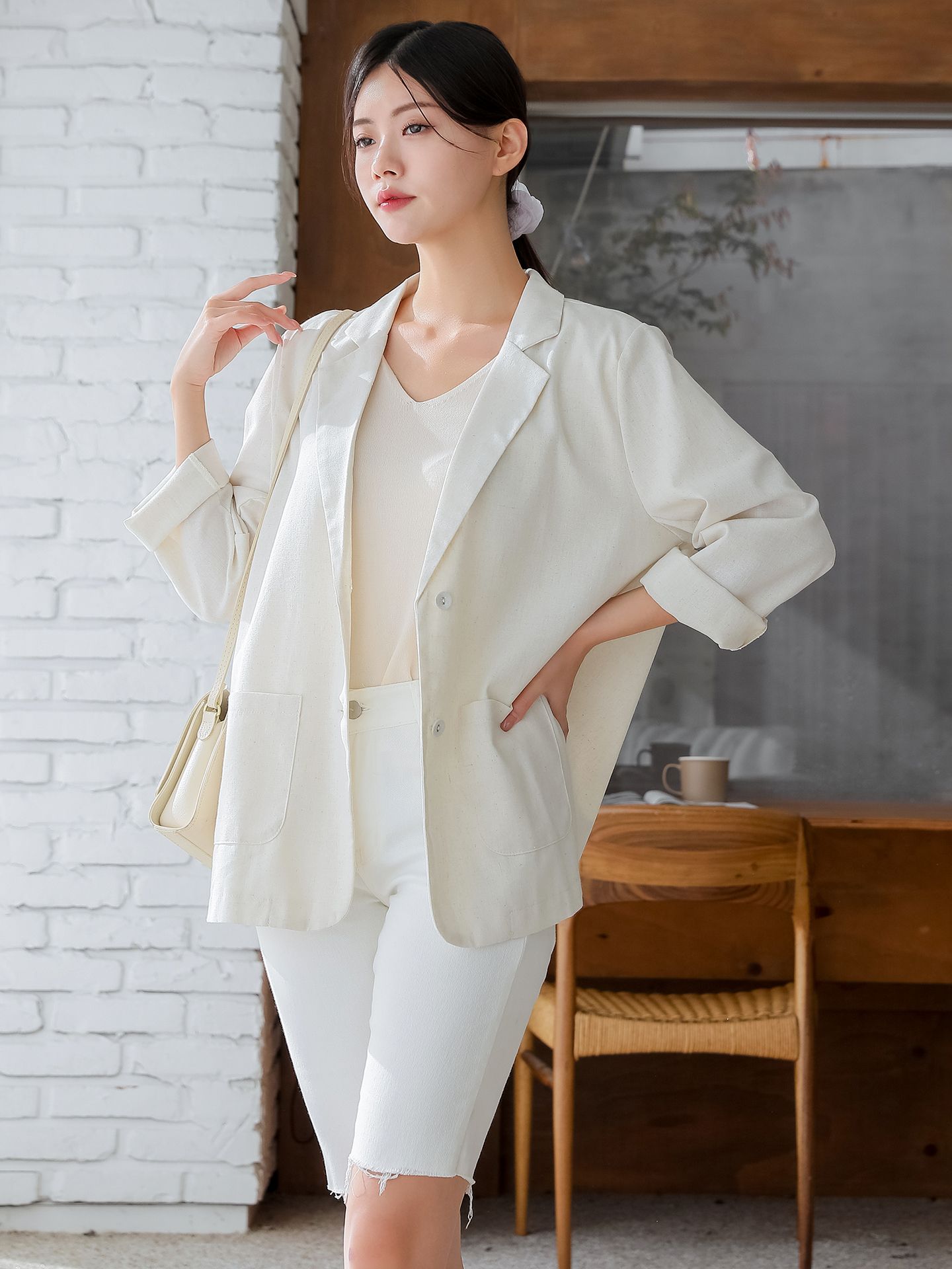 긴팔 여성 린넨자켓 오버핏 빅사이즈 가을 마자켓