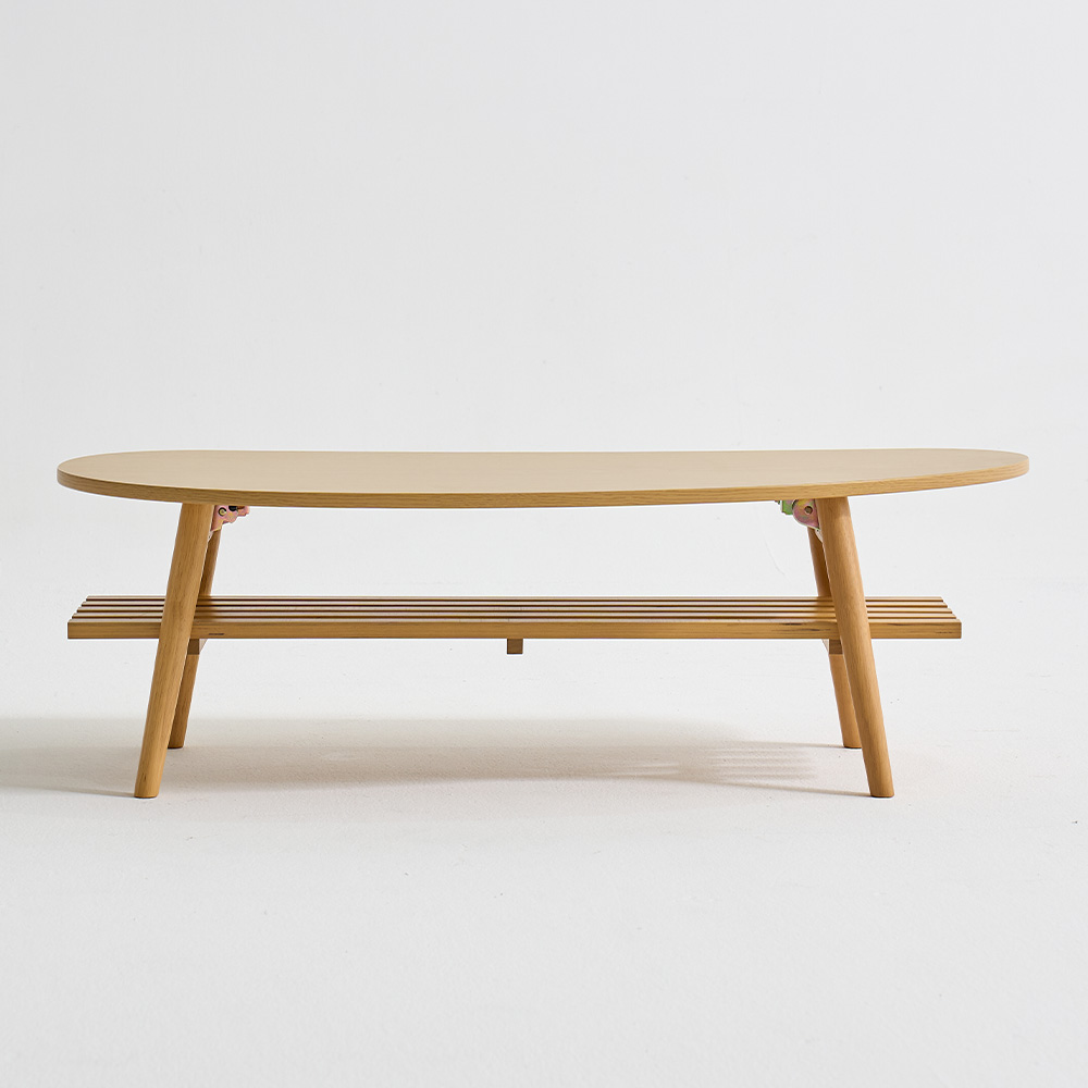 바디 수납거실테이블 낮은 타원형 둥근 소파테이블 선반형 좌탁 1100