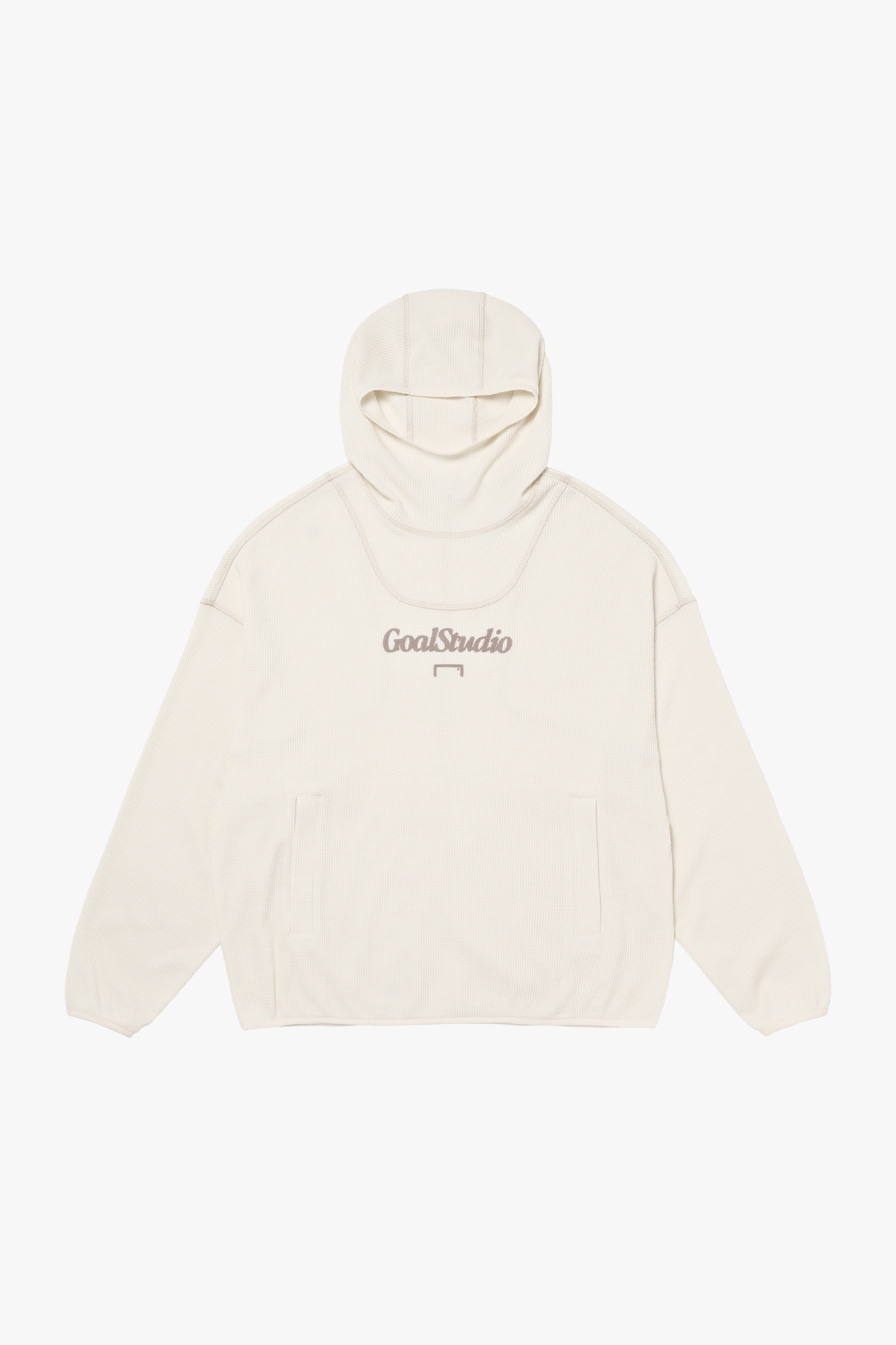 WAFFLE OVER FIT HOODIE-CREAM - 상세 이미지 2
