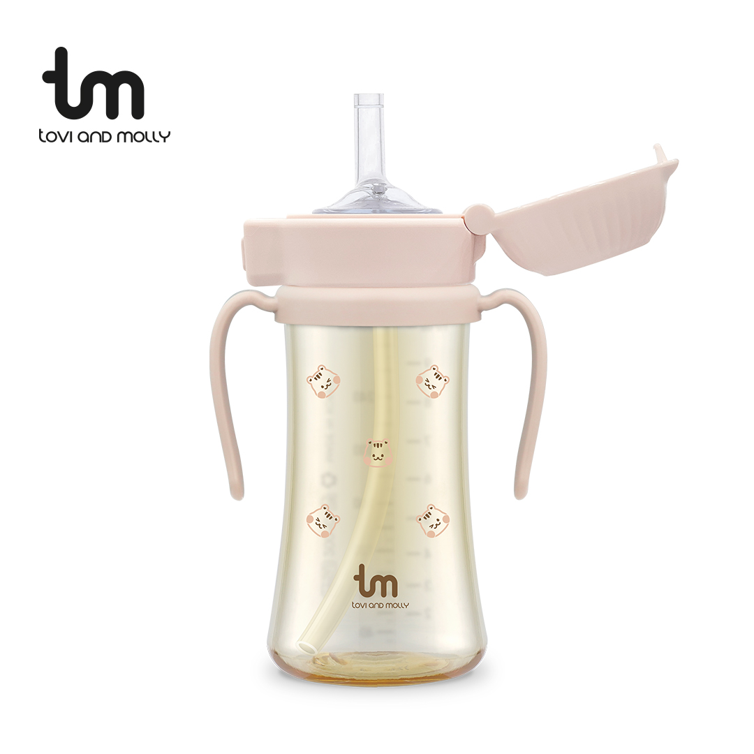[토비앤몰리] 아기 유아 어린이집 원터치락 이유식 자기주도 빨대컵 돗람이 핑크 180ml 280ml - 상세 이미지 5