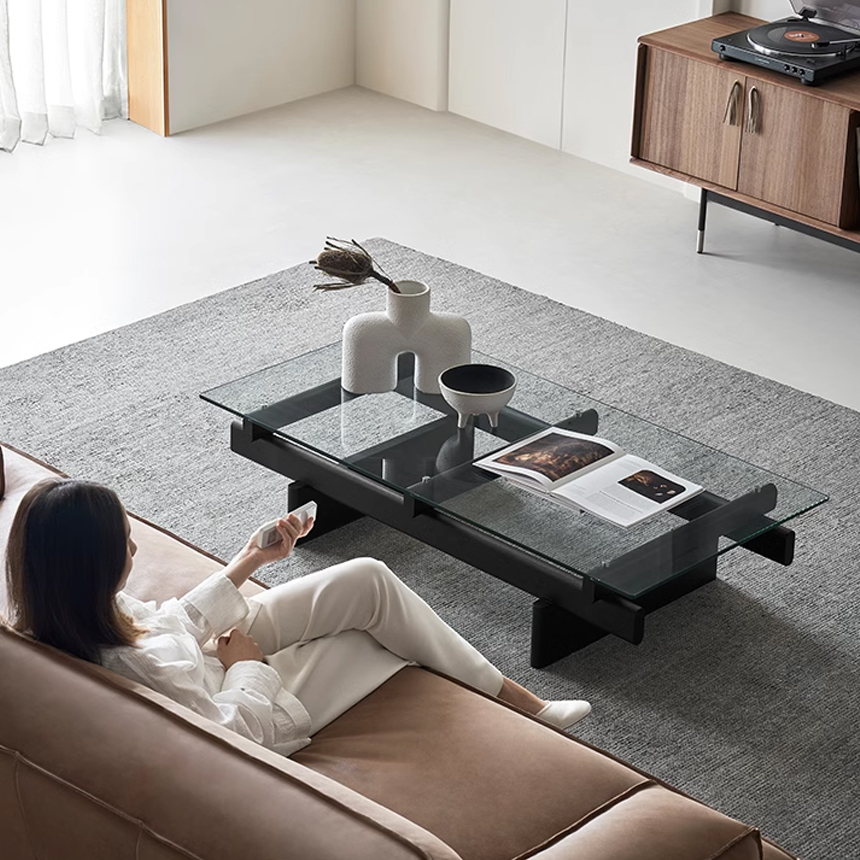 팀버링크 원목 거실 커피 티 테이블 M 블랙