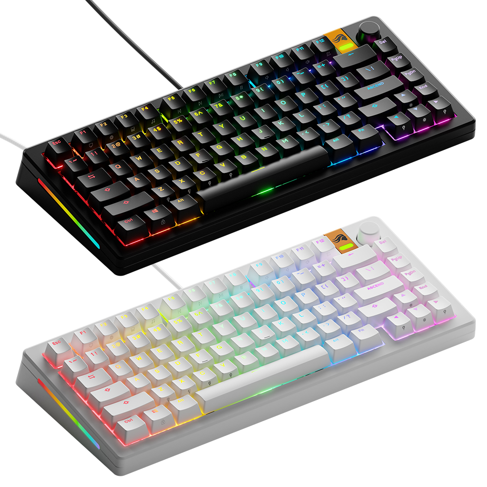 글로리어스 GMMK3 HE 75% Prebuilt 커스텀 래피드 트리거 유선 게이밍 키보드(블랙/화이트) - 메인 이미지