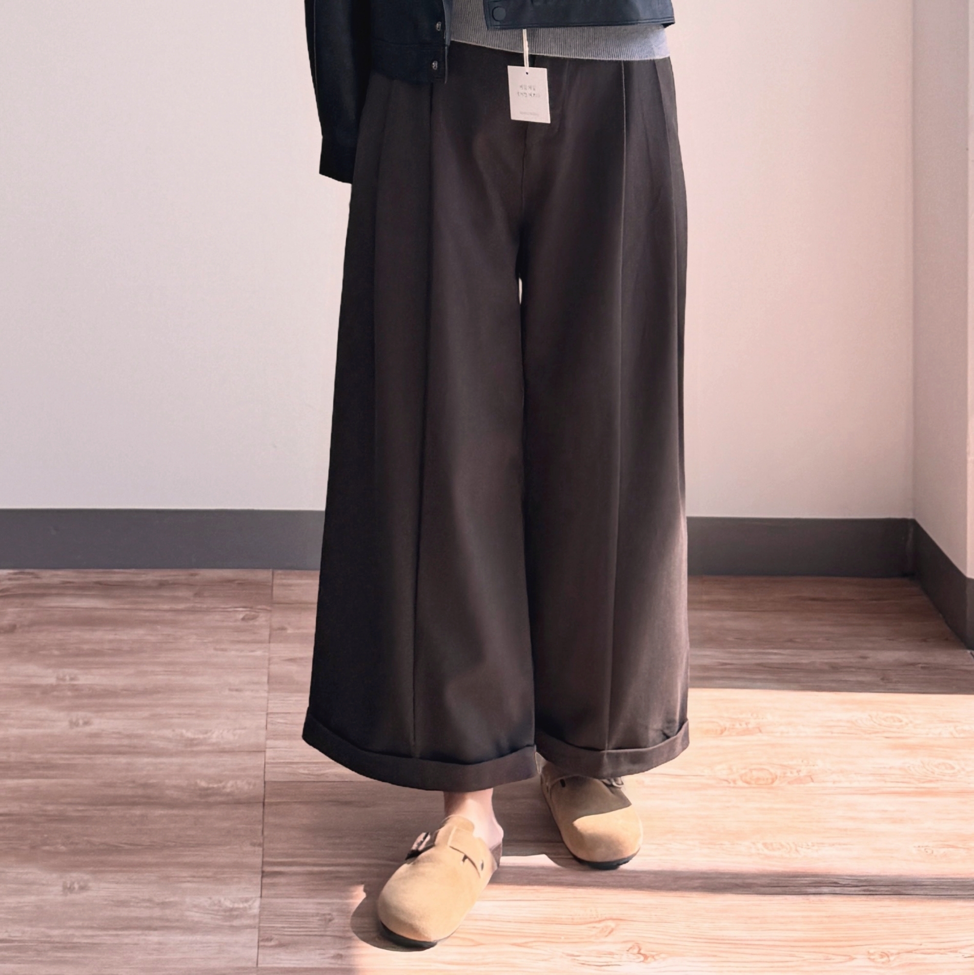 큐롯팬츠 치마바지 벨트세트 와이드팬츠 - 상세 이미지 3