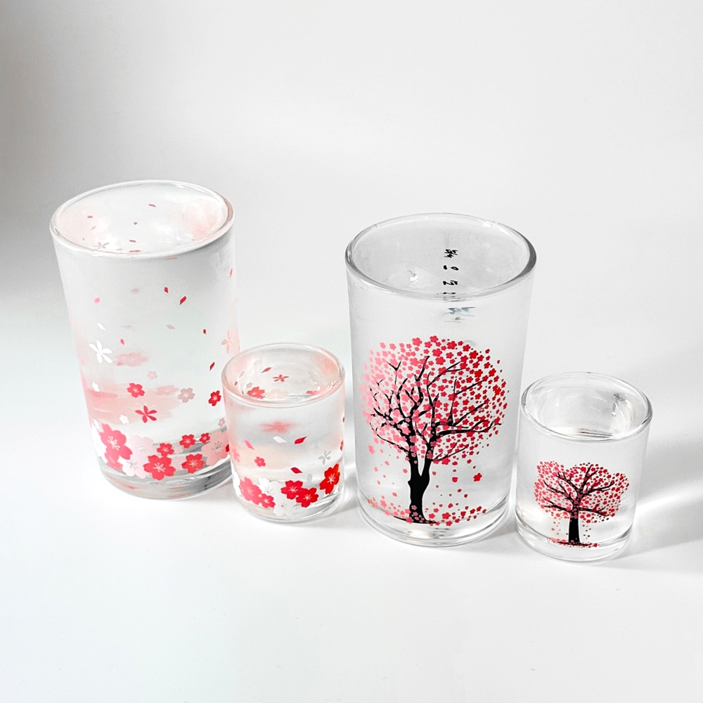 꽃피는 벚꽃 봄꽃 소주잔 맥주잔 4p 세트 집들이선물 변색 변온 소맥 인생술잔