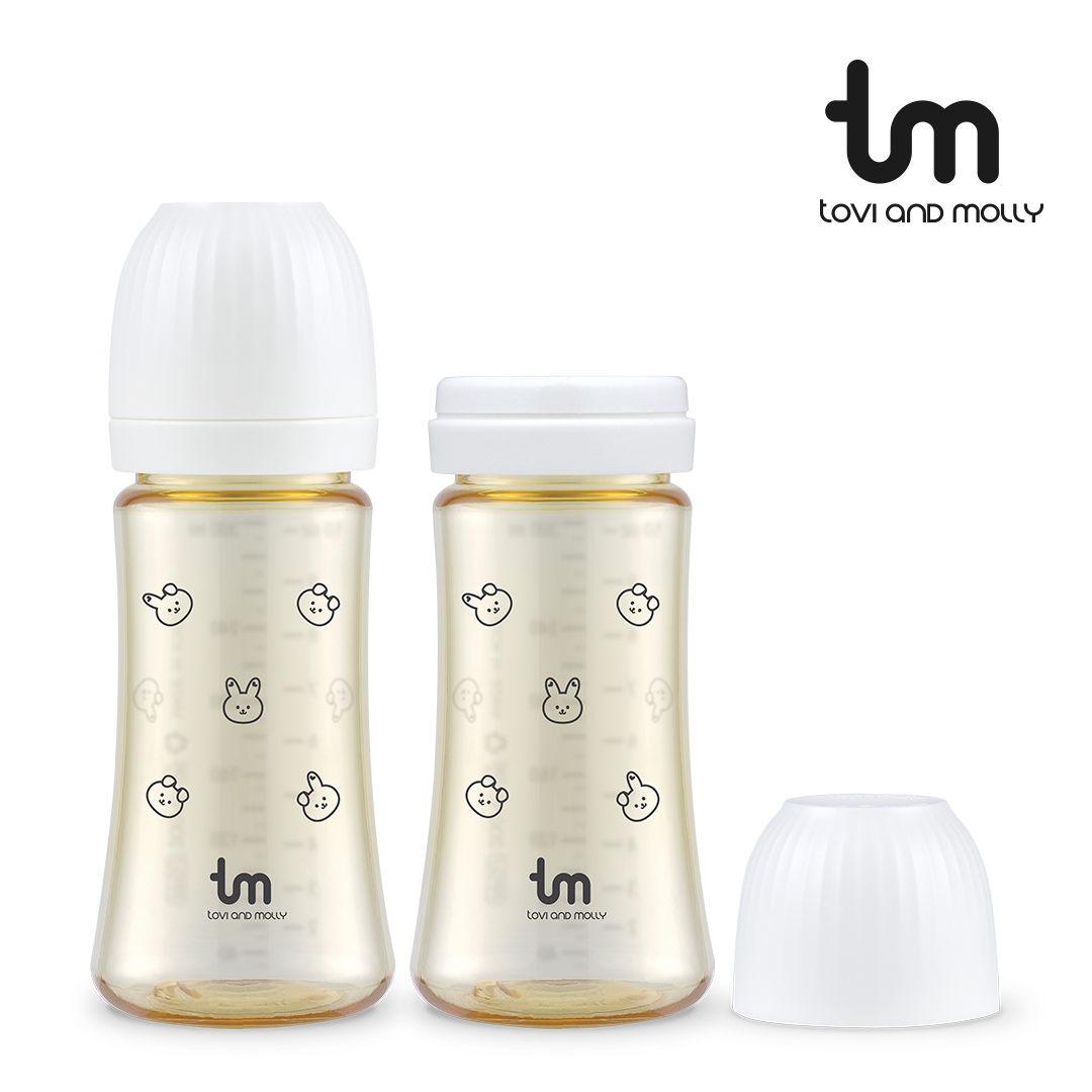 [토비앤몰리] 아기 배앓이 트윈 젖병 돗바니 화이트 180ml 280ml 노꼭지 - 상세 이미지 2