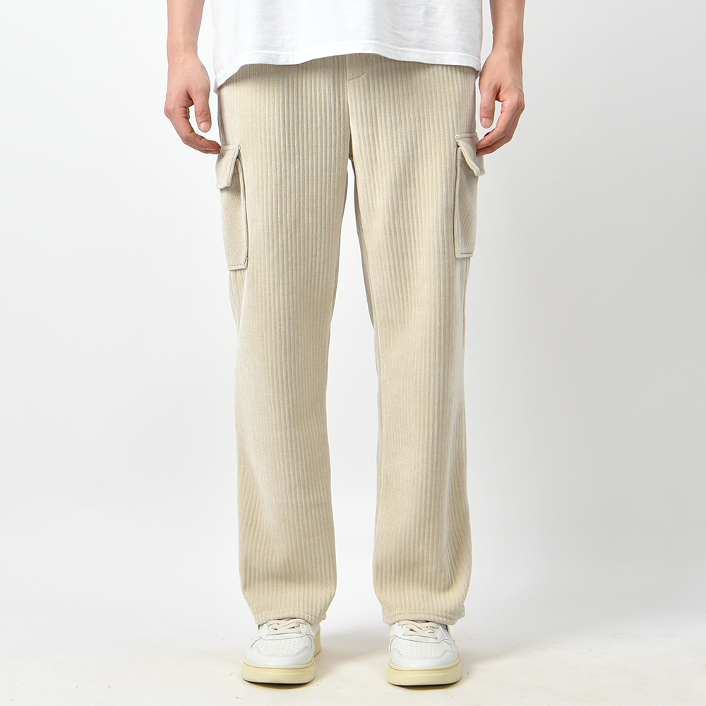 남자 골덴바지 세미 와이드 카고 스판 밴딩 겨울 코듀로이 팬츠 - 상세 이미지 4