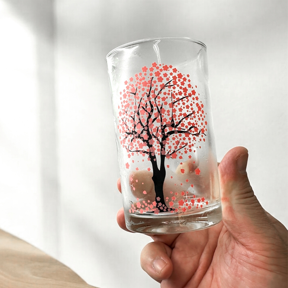 꽃피는 벚꽃 봄꽃 소주잔 맥주잔 4p 세트 집들이선물 변색 변온 소맥 인생술잔