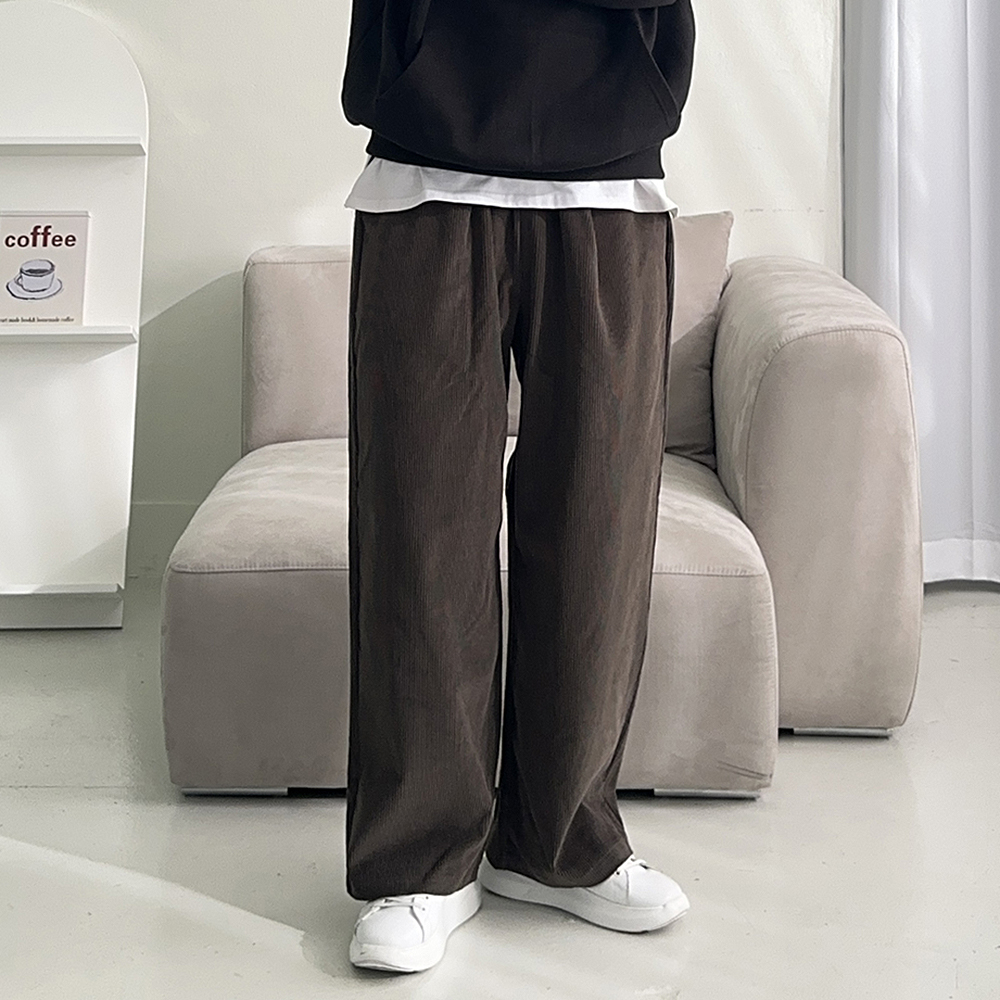 남자 코듀로이팬츠 밴딩 골덴 바지 남자 와이드팬츠 - 상품 이미지