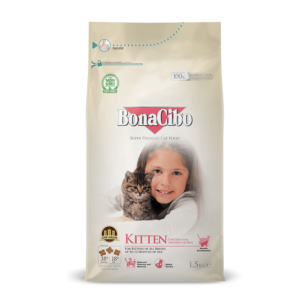 보나시보 캣 키튼 치킨 엔초비 & 라이스 1.5kg 고양이사료 - 상품 이미지