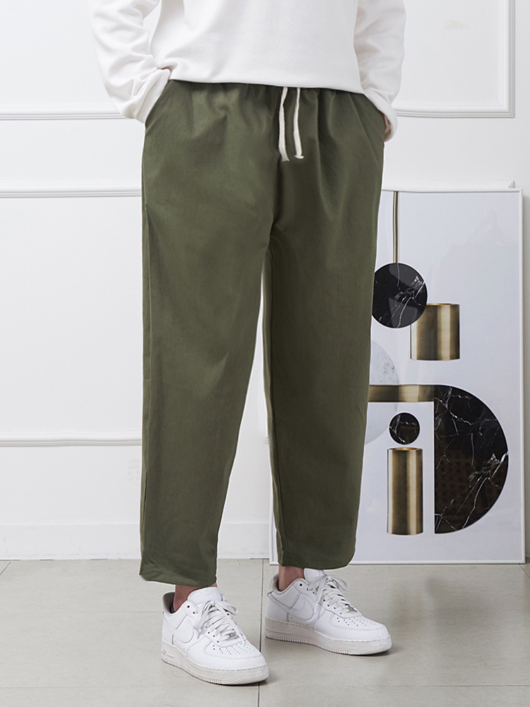 1+1 남자 와이드바지 밴딩 배기 벌룬 면팬츠 - 상품 이미지