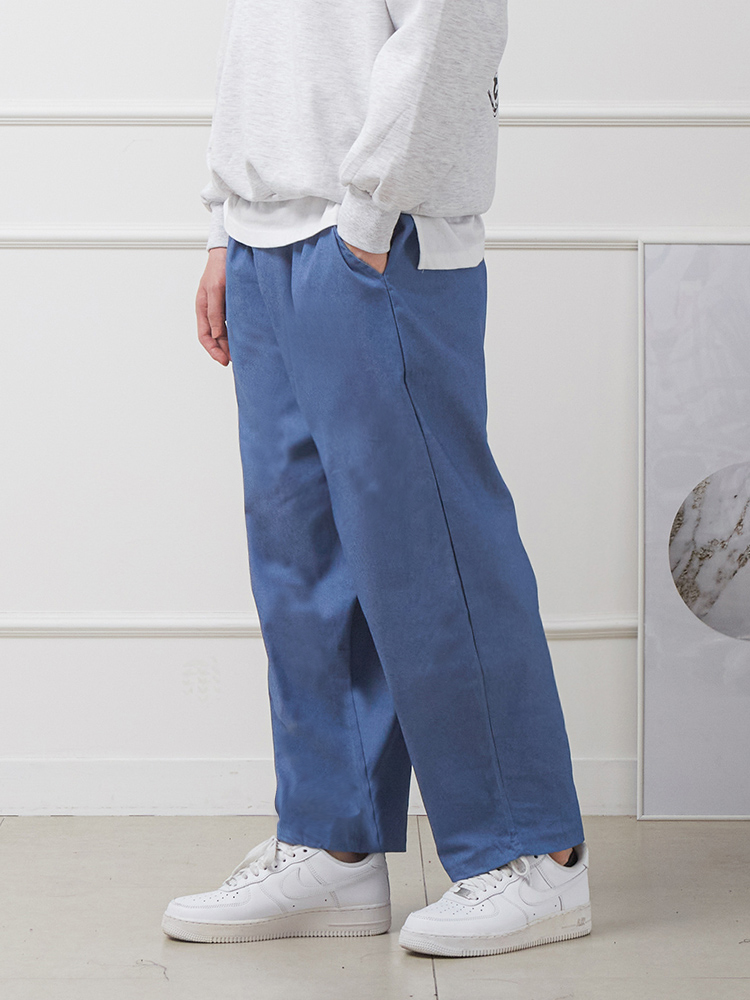 1+1 남자 와이드바지 밴딩 배기 벌룬 면팬츠 - 상세 이미지 2