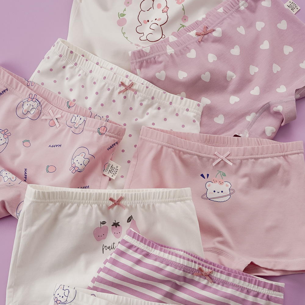 [빌도르] 퍼플버니 8매 여아 드로즈 사각 아동 키즈 어린이 팬티 세트