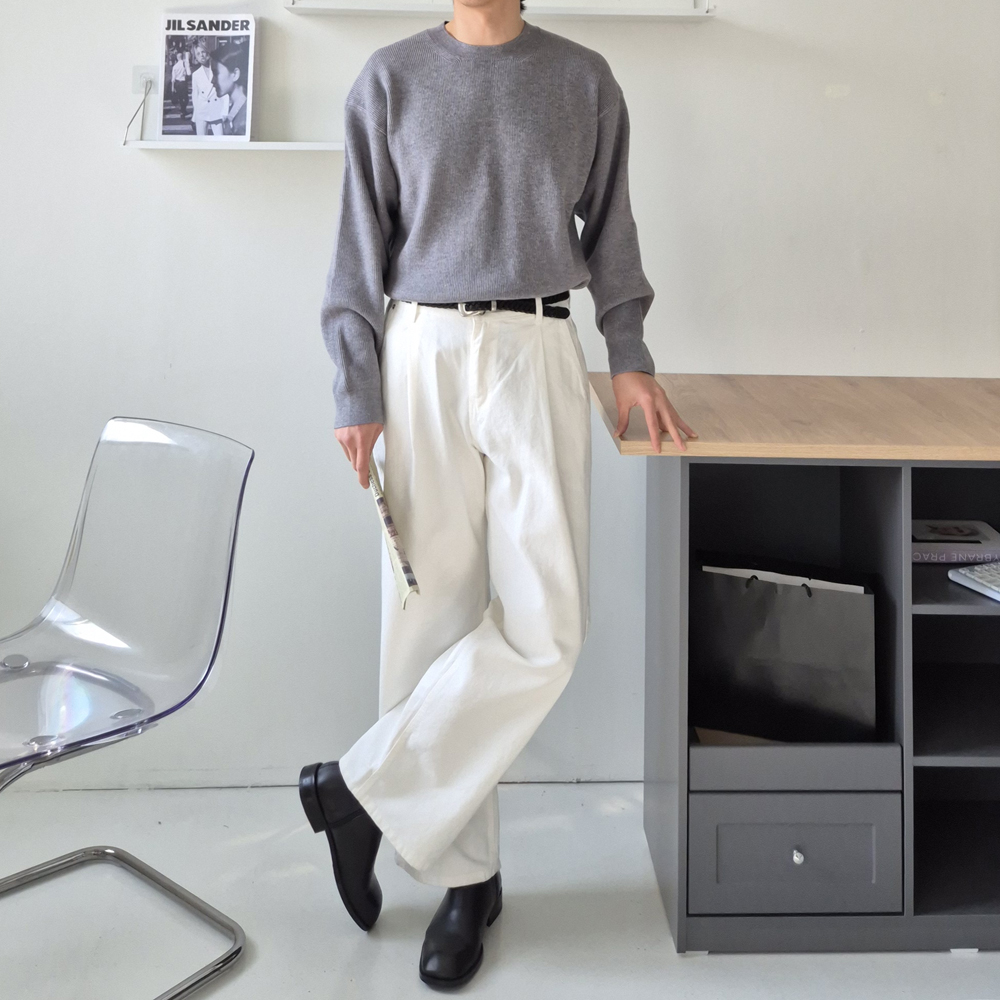 남자 와이드팬츠 봄 가을 겨울 바지 남성 면바지 - 상세 이미지 3