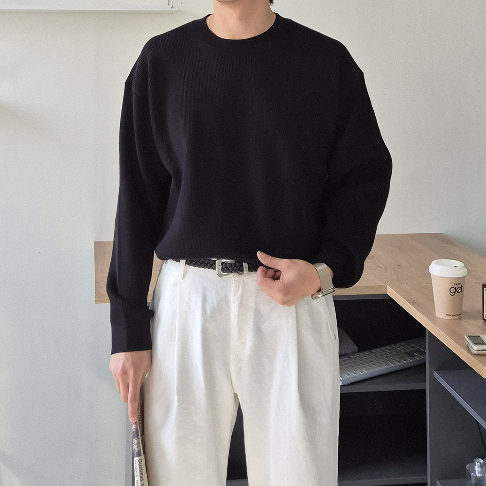 남자 니트 오버핏 하찌 남자 캐시미어니트 남성 스웨터 - 상세 이미지 3