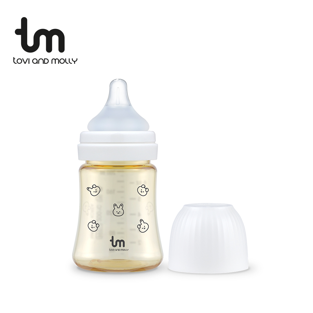 [토비앤몰리] 신생아 아기 배앓이 싱글 젖병 돗바니 화이트 180ml 280ml - 상품 이미지