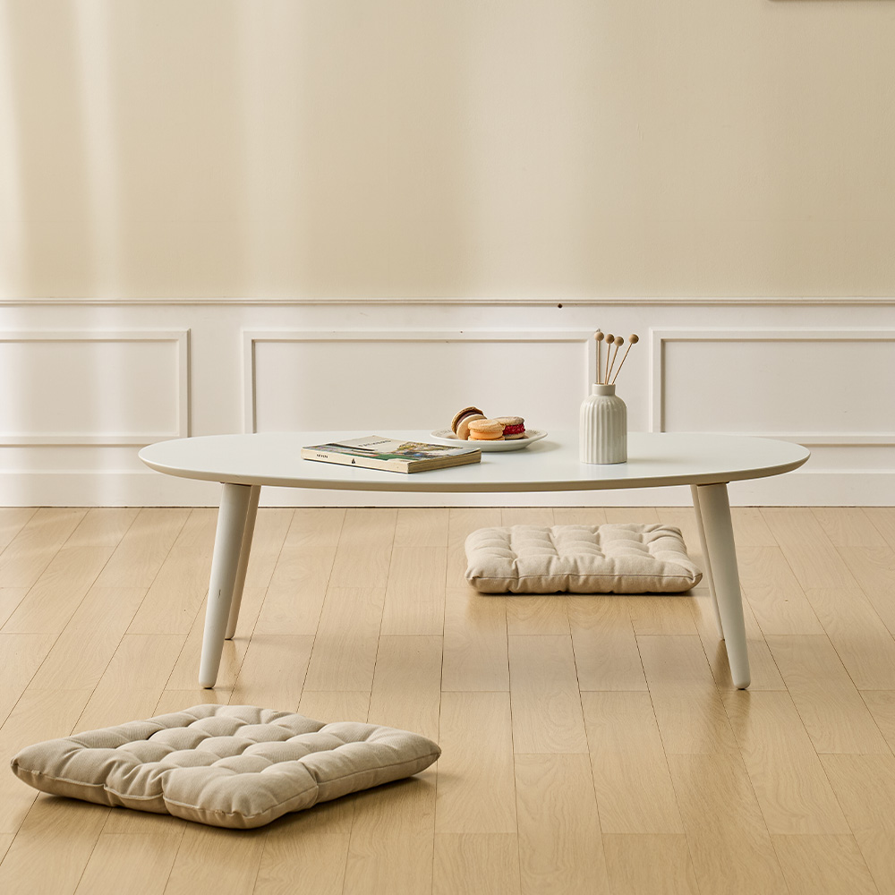 모드 낮은 거실 소파테이블 좌식 테이블 식탁 좌탁 밥상 타원형