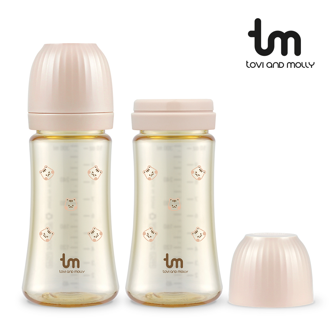 [토비앤몰리] 아기 배앓이 트윈 젖병 돗람이 핑크 180ml 280ml 노꼭지 - 상세 이미지 2