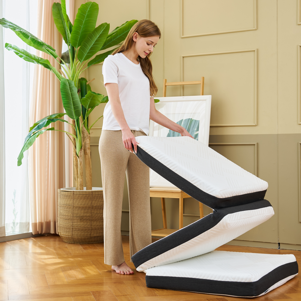 CSTM 맞춤형 1인용 3단 접이식 매트리스 싱글 탄탄한 침대 토퍼 수면매트 12cm MS