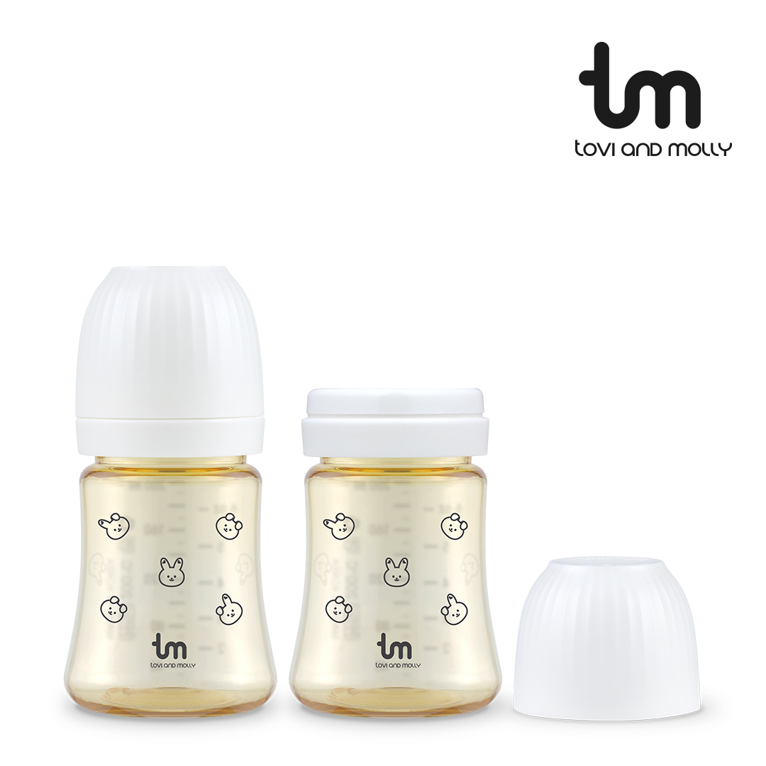 [토비앤몰리] 아기 배앓이 트윈 젖병 돗바니 화이트 180ml 280ml 노꼭지 - 상품 이미지