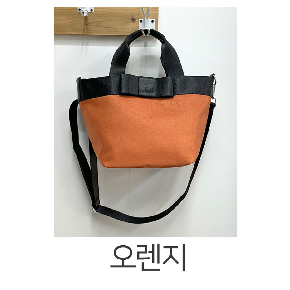 가벼운 리본 토트 크로스백 미디엄 빅사이즈 여대생 직장여성 중년여성 천 핸드백 가방 - 상세 이미지 4