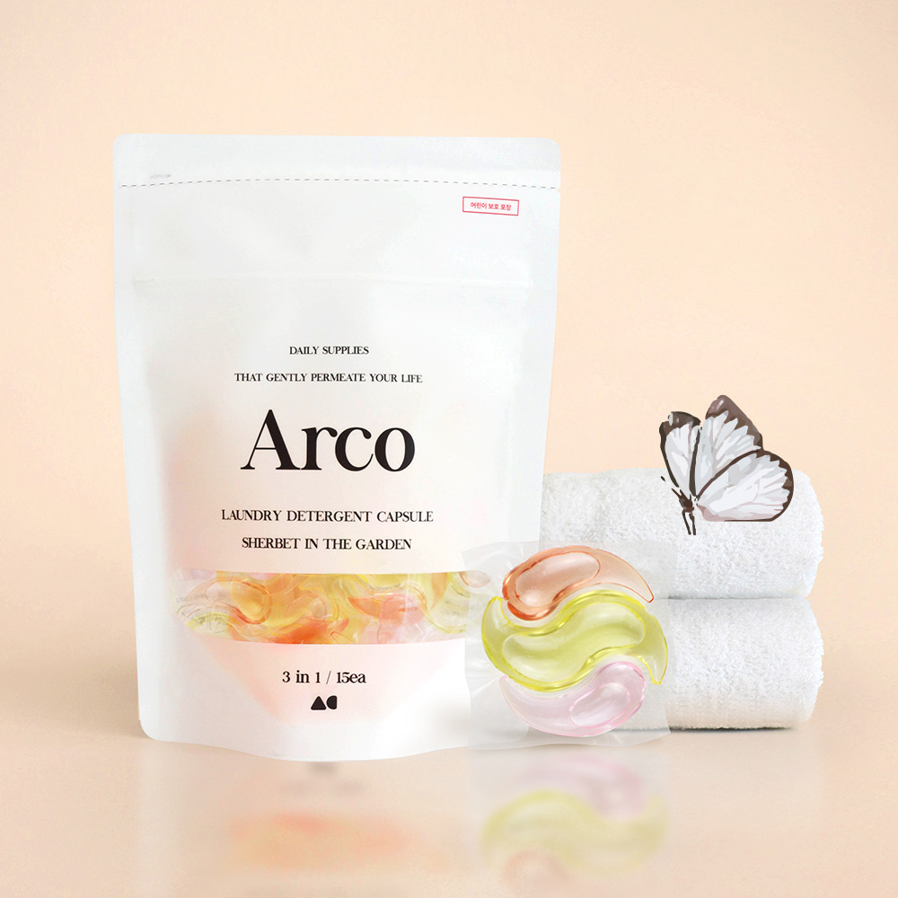 아르꼬 3in1 캡슐세제 15개입 고농축 세탁세제 드럼일반겸용