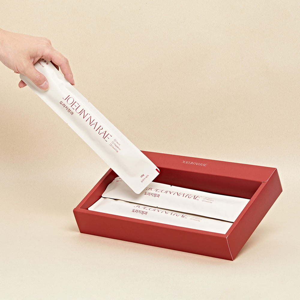 조은나래 도라지정과 500g 설 추석 부모님 상견례 선물 콩고물 기본 곁보자기 진한빨강 - 상세 이미지 5