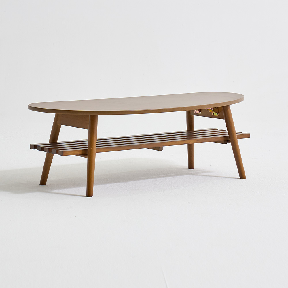 바디 수납거실테이블 낮은 타원형 둥근 소파테이블 선반형 좌탁 1100