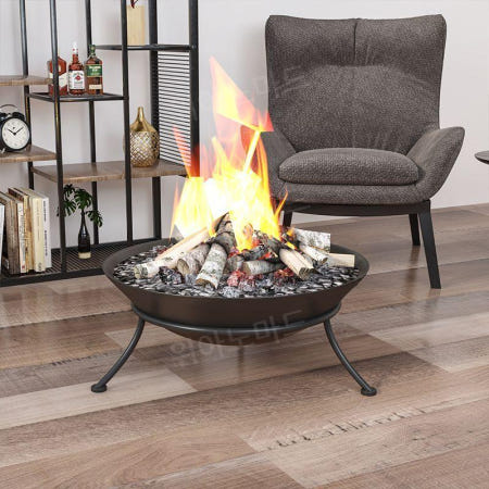 [해외]숯불 캠핑불멍 화로대 그릴 바베큐 좌식 야외 캠핑장 펜션 화덕 직화 장작 우드스토브 파이어 검은색 난연성 도료  직경 47cm