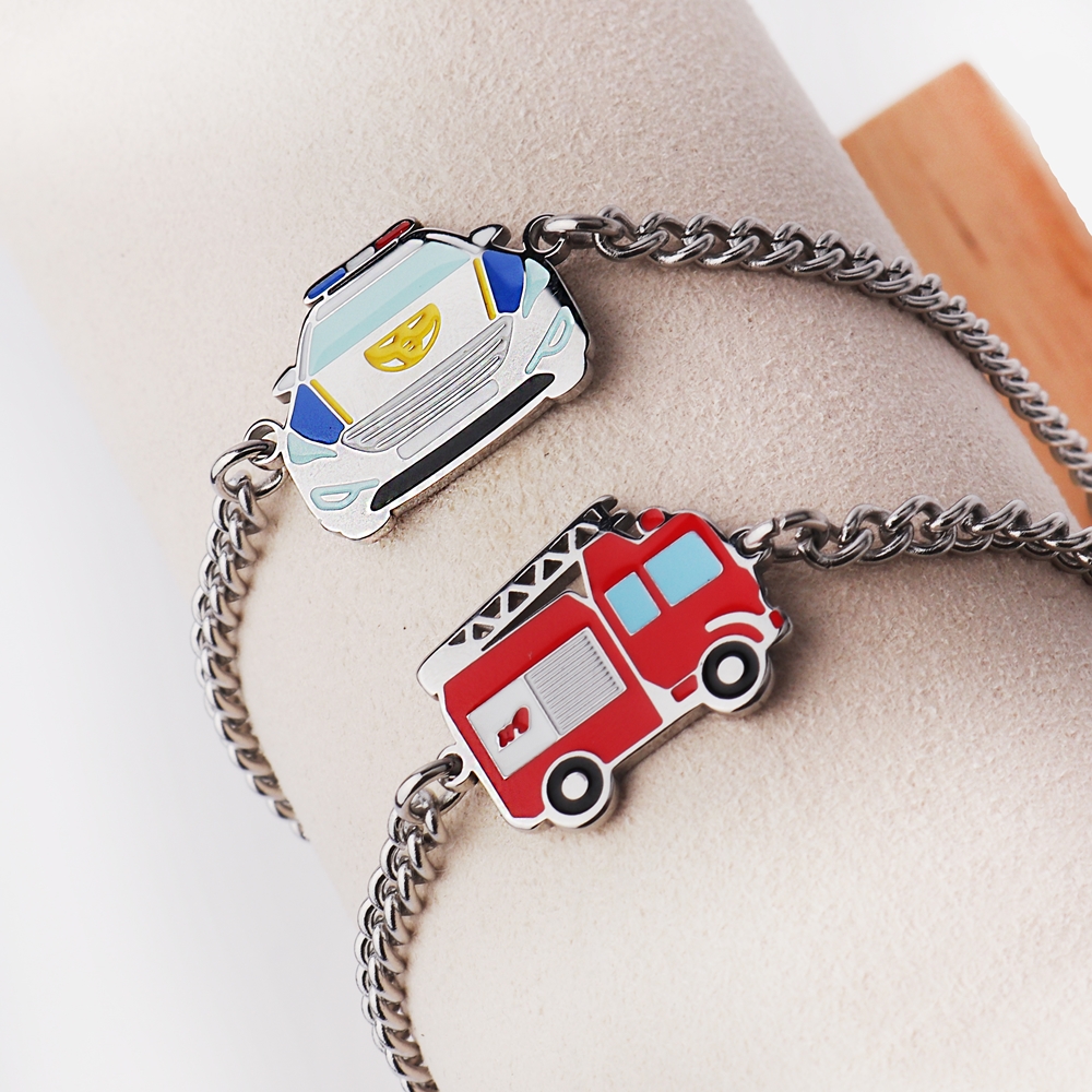 경찰차 소방차 써지컬스틸 미아방지 목걸이 아기 유아 어린이