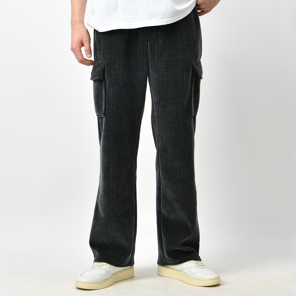 남자 골덴바지 세미 와이드 카고 스판 밴딩 겨울 코듀로이 팬츠 - 상세 이미지 3
