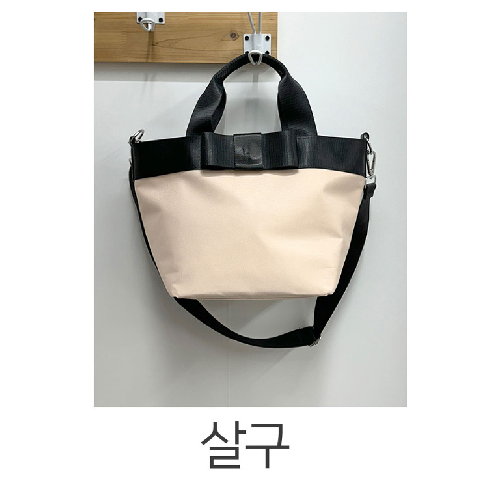 가벼운 리본 토트 크로스백 미디엄 빅사이즈 여대생 직장여성 중년여성 천 핸드백 가방 - 상세 이미지 3