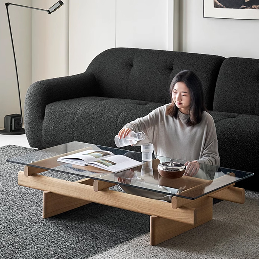 팀버링크 원목 거실 커피 티 테이블 M 블랙