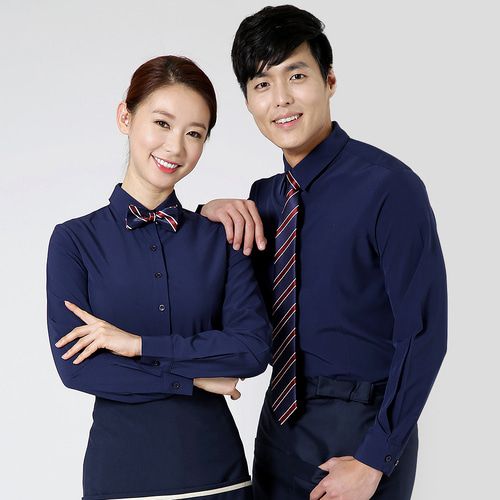 카페 식당 유니폼 셔츠 반팔 칠부 긴팔 홀서빙 바리스타셔츠 : 나래유니폼